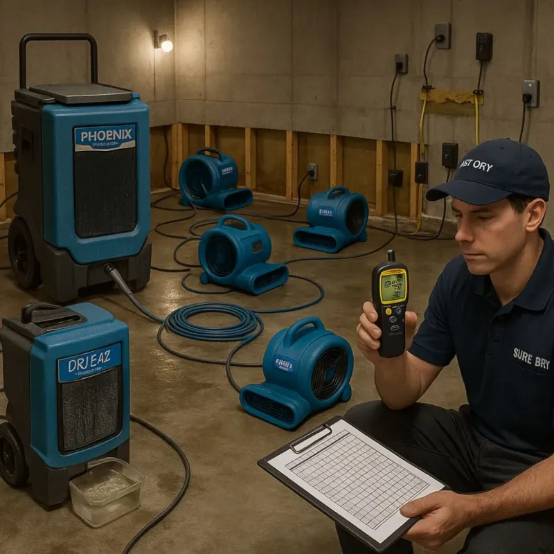 Structural Drying and Dehumidification process in Elwood, UT